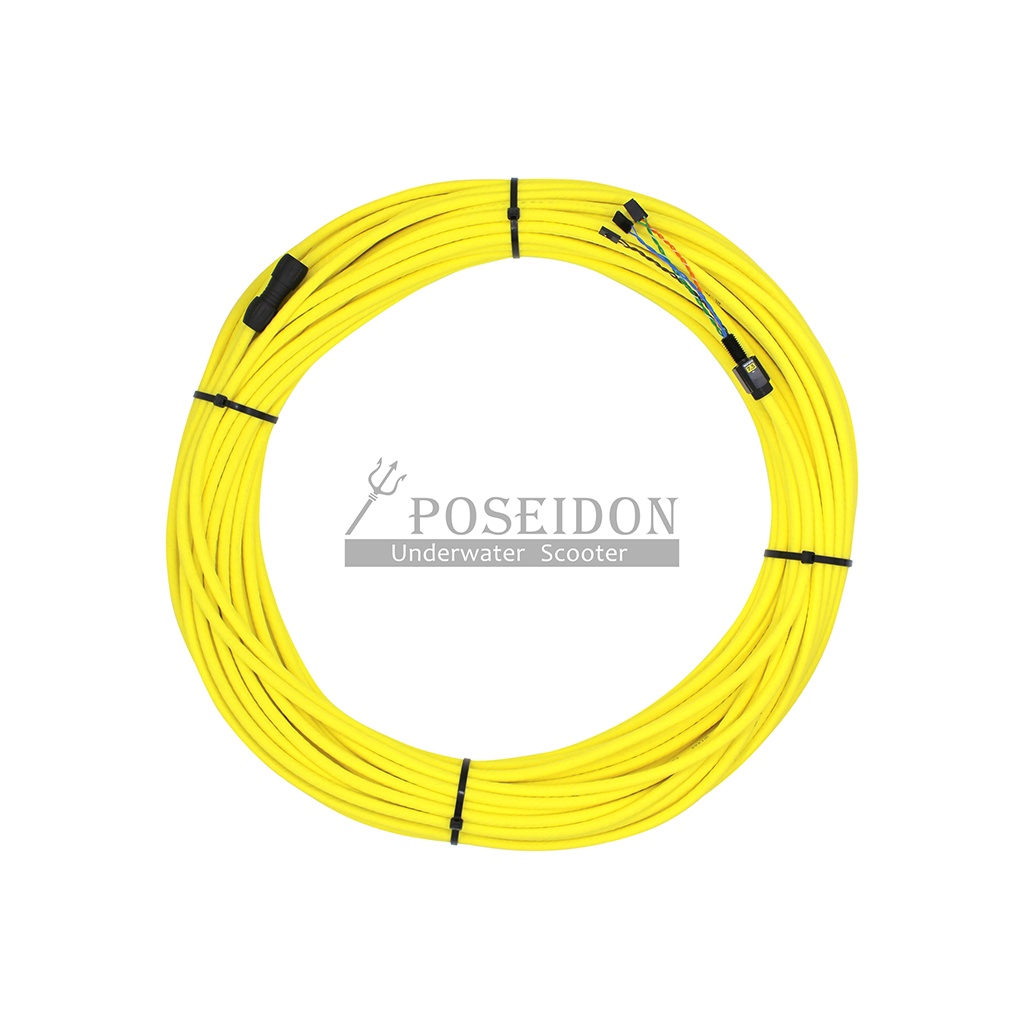 一捆黃色中性浮力電纜線盤繞成圓形線圈，呈現整體線材外觀與收納狀態。